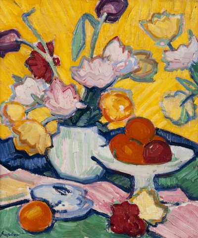 Tulipani in un vaso di ceramica da Samuel John Peploe