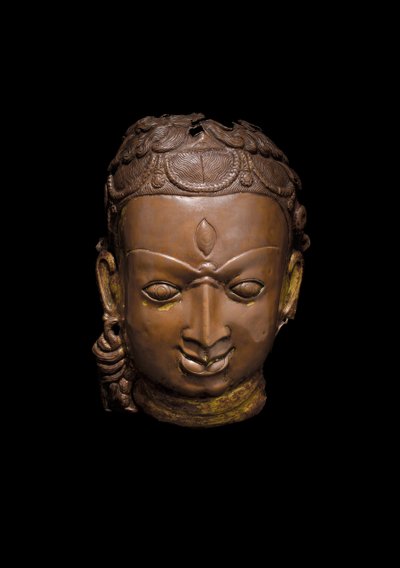 Maschera repoussé di Shiva, c.11° secolo da School Nepalese