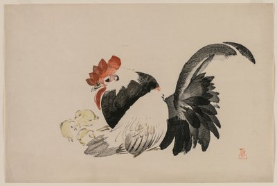 Gallo, Gallina e Pulcini da Shibata Zeshin