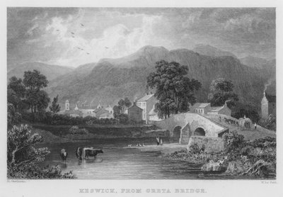 Keswick, da Greta Bridge (incisione) da Thomas (after) Allom