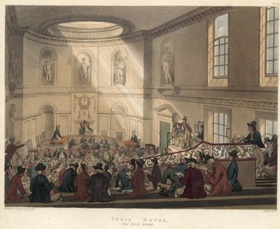 La sala delle vendite, East India House da Thomas Rowlandson