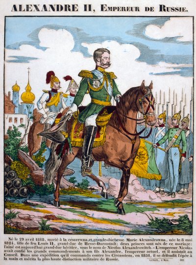 Alessandro II, zar di Russia, che rivede le truppe, c1855 da Unbekannt