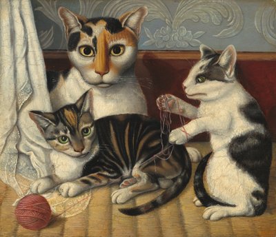 Gatto e gattini, c. 1872-1883 da Unbekannt