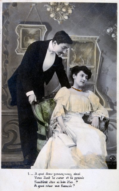 Cartolina romantica francese, c1900 da Unbekannt