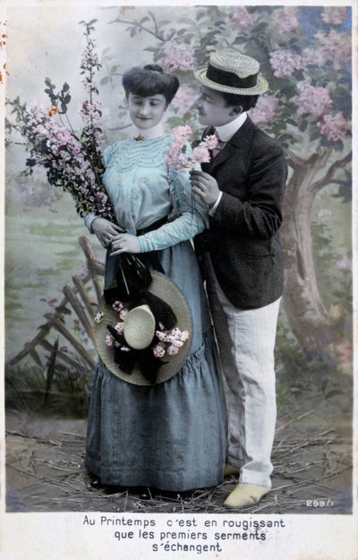 Cartolina romantica francese, c1900 da Unbekannt