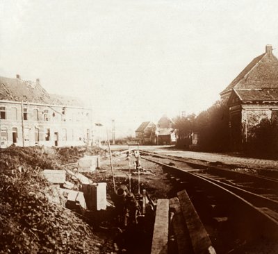 Cannoni tedeschi, Roeselare, Fiandre, Belgio, c1914-c1918 da Unbekannt