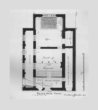 Piano del terreno della Cappella della Guildhall 1815, 1866 da Unbekannt