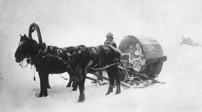 Slitta trainata da cavalli kibitka, Siberia, Russia, 1890 da Unbekannt