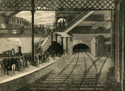 Stazione della metropolitana di Kings Cross nel 1868, c. 1876 da Unbekannt