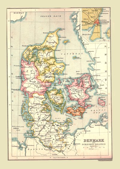 Mappa della Danimarca da Unbekannt