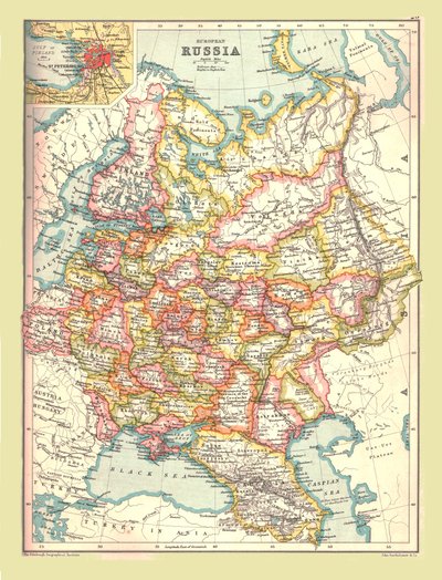 Mappa della Russia, 1902 da Unbekannt