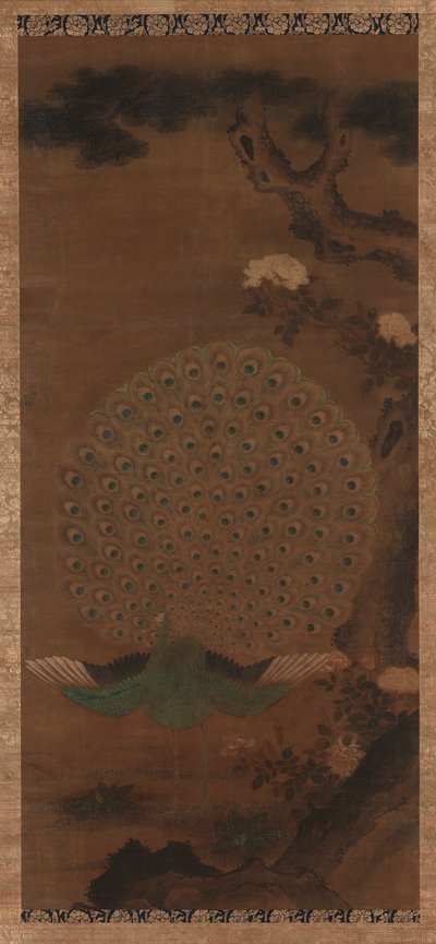 Pavone, peonie e pino, periodo Edo, 1615-1868 da Unbekannt