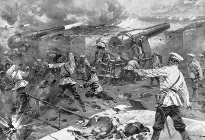 Batteria russa in azione, guerra russo-giapponese, 1904-5 da Unbekannt