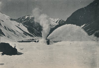 Spazzaneve al lavoro tra le Ande, 1916 da Unbekannt