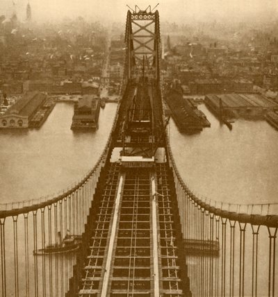 Il ponte sospeso sul fiume Delaware, c1930 da Unbekannt