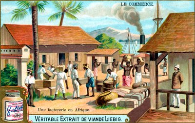 Commercio: posto di scambio in Africa, c. 1900 da Unbekannt