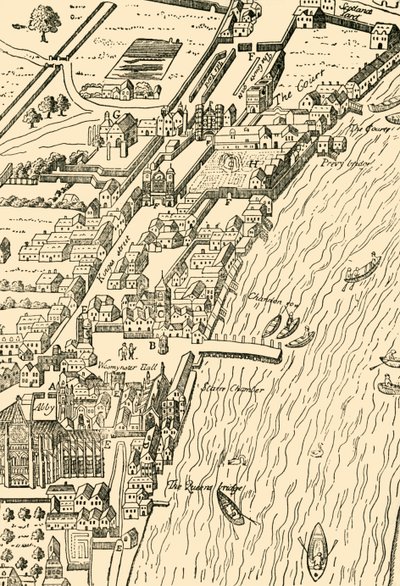 Whitehall e Westminster. Da Aggas Map, 1881 da Unbekannt