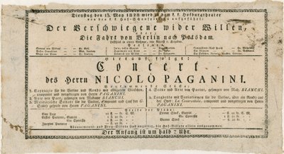 Manifesto di Niccolò Paganini da Unknown