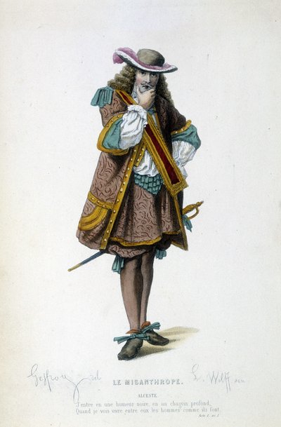 Alceste in "Il misantropo" di Molière da Unknown artist