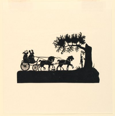 Carrozza e cavalli in silhouette da Unknown artist