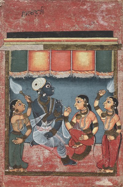 Krishna con Radha e Due Assistenti (recto) da Unknown artist