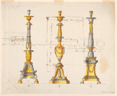 Tre Design per Candelabri da Unknown artist