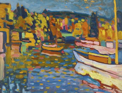 Studio per paesaggio autunnale con barche da Wassily Kandinsky