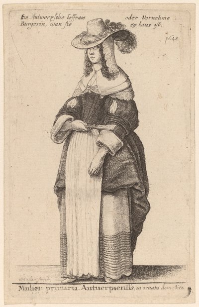 Mulier Primaria Antuerpiensis, in Ornatu Domestico da Wenceslaus Hollar