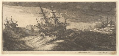 Nave da guerra e una balena che spruzza, 1665 da Wenceslaus Hollar