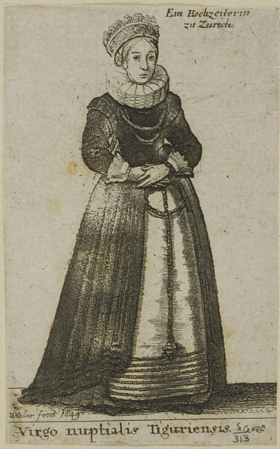 Donna di Zurigo in abito da sposa da Wenceslaus Hollar