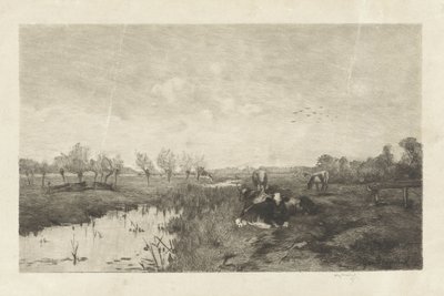 Paesaggio di polder con mucche da Willem Steelink (II)