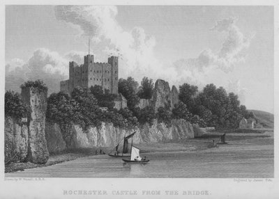 Castello di Rochester, dal ponte (incisione) da William (after) Westall