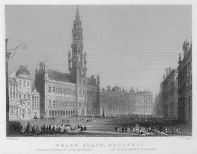 Grand Place, Bruxelles da William Henry Bartlett