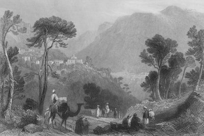 Villaggio di Brumhanna, nel Monte Libano da William Henry Bartlett