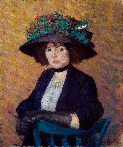 Donna con cappello verde da William James Glackens