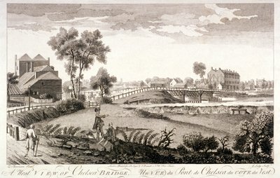 Vista ovest del ponte di Chelsea, Londra, c1760 da William Lodge