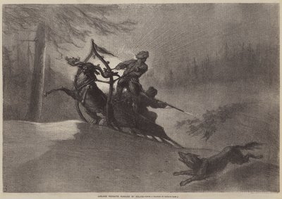 Contadini lapponi inseguiti dai lupi da Gustave after Dore