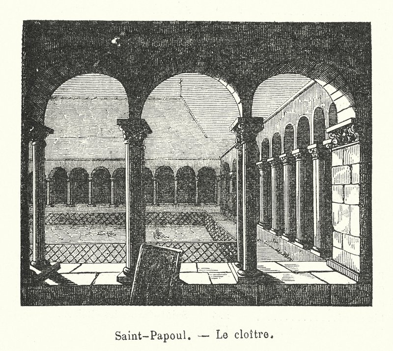 Saint-Papoul, Il chiostro da (after) French School