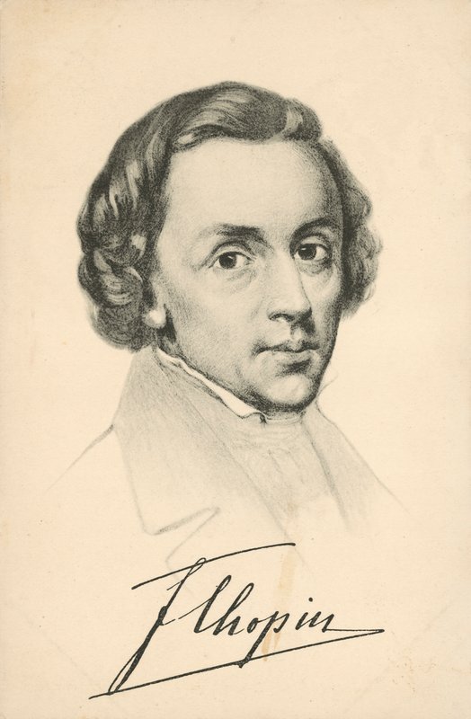 Ritratto di Frederic Chopin, con firma da European School