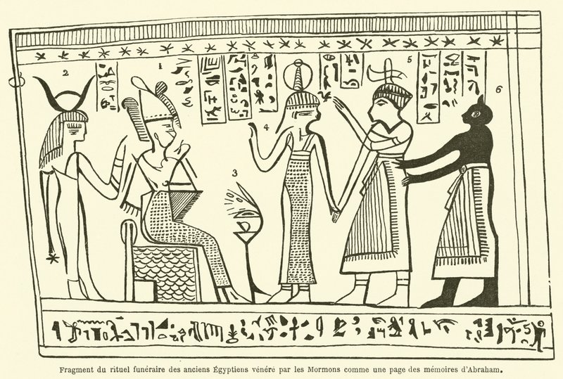 Frammento del rituale funerario degli antichi Egizi venerato dai Mormoni come una pagina delle memorie di Abramo da French School