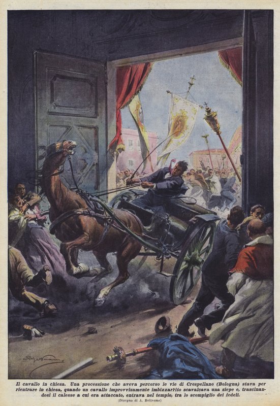 Il cavallo in chiesa da Achille Beltrame