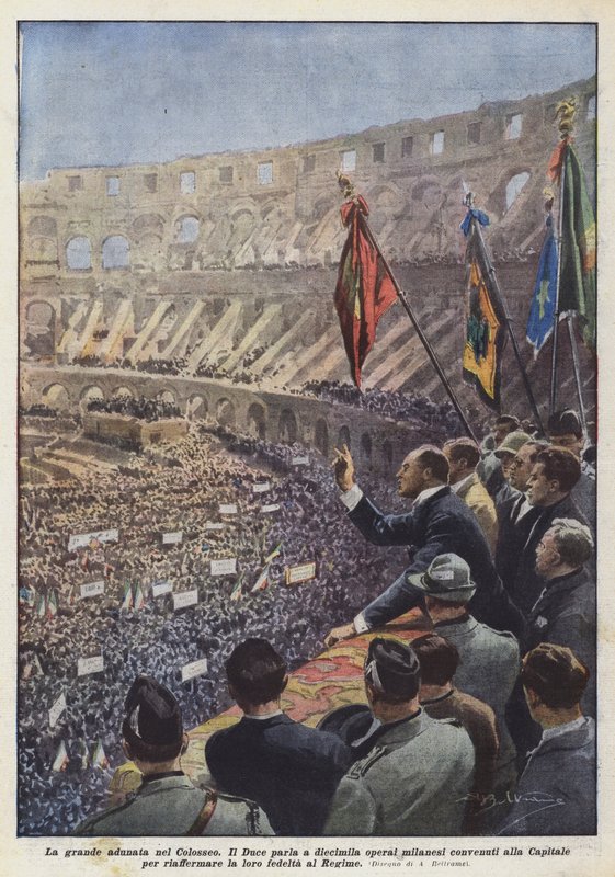 La grande adunata nel Colosseo da Achille Beltrame