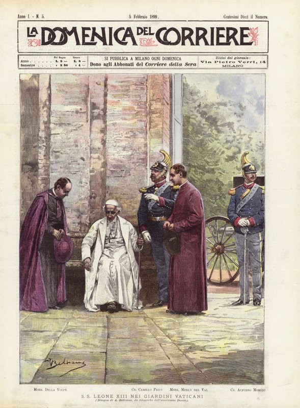 SS Leone XIII nei giardini vaticani da Achille Beltrame