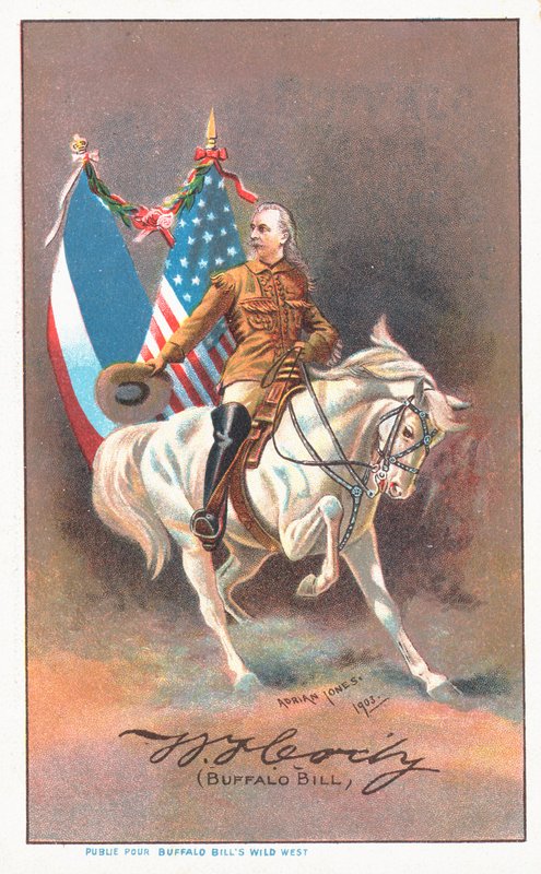 Buffalo Bill che cavalca un cavallo bianco da Adrian Jones