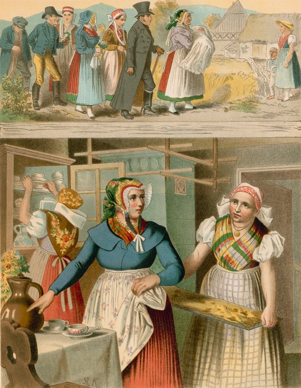 Costume tedesco, Preussen (Provinz Schlesien), Buchwald, Fischbach da Albert Kretschmer