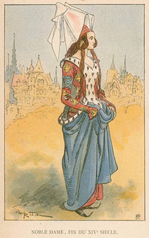 Nobile dama, fine del XIV secolo da Albert Robida