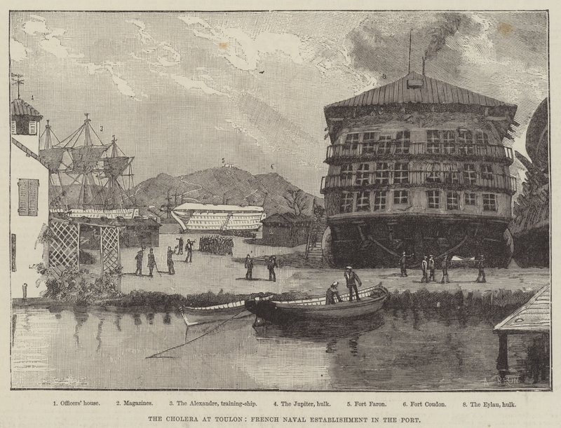 Il Colera a Tolone, Stabilimento Navale Francese nel Porto da Alexandre Brun