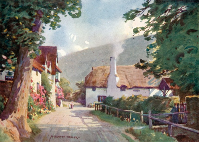 Villaggio di Luccombe (litografia a colori) da Alfred Heaton Cooper