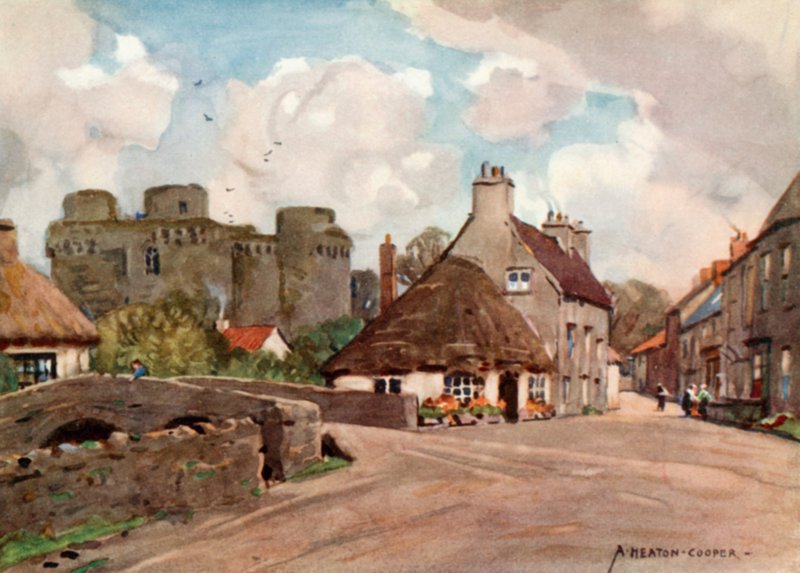 Villaggio e castello di Nunney da Alfred Heaton Cooper