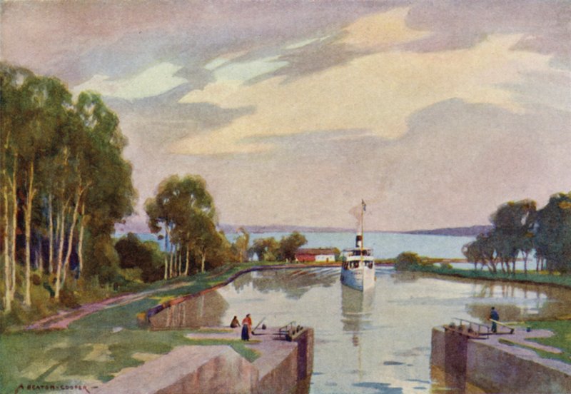 chiuse di Sjotorp, canale di Gota da Alfred Heaton Cooper